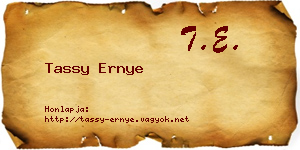 Tassy Ernye névjegykártya